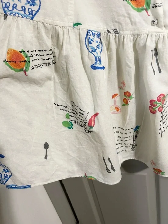 ASOS Sleeveless Cream Printed Drop-Waist Mini Dress SZ 12 - Picture 8 of 11